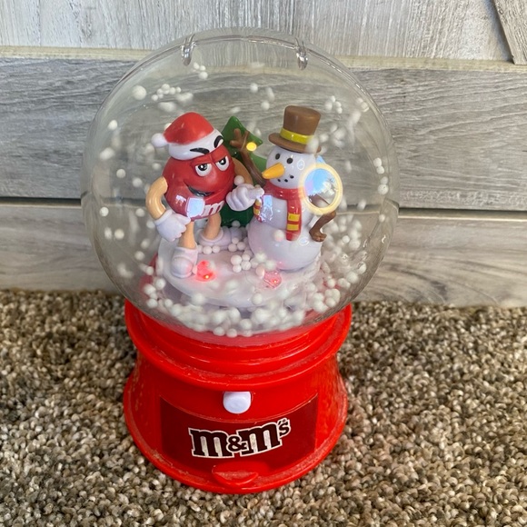 M&M's Musical Lights Snow Globe With Red Character And Frosty Snowman Waterless - Picture 4 of 13